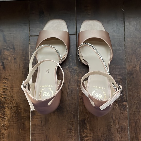 NWT- Le Chateau Blush Satin Heels with Crystals - Picture 8 of 8
